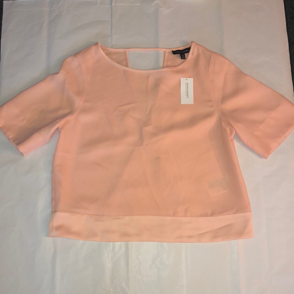 Banana Republic Blush Half Sleeve Crop Top Blouse